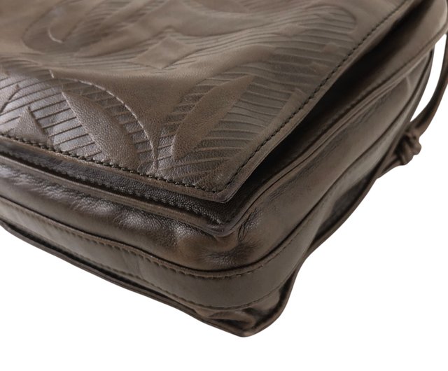 【美品】ロエベ ショルダーバッグ アナグラム 巾着 ナッパレザー ブラウン ロゴ 美品】ロエベ ショルダーバッグ アナグラム 巾着 ナッパレザー