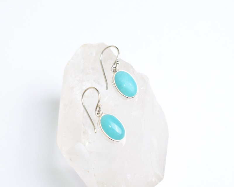 Silver925 Amazonite swaying earrings - Earrings & Clip-ons - Gemstone Blue