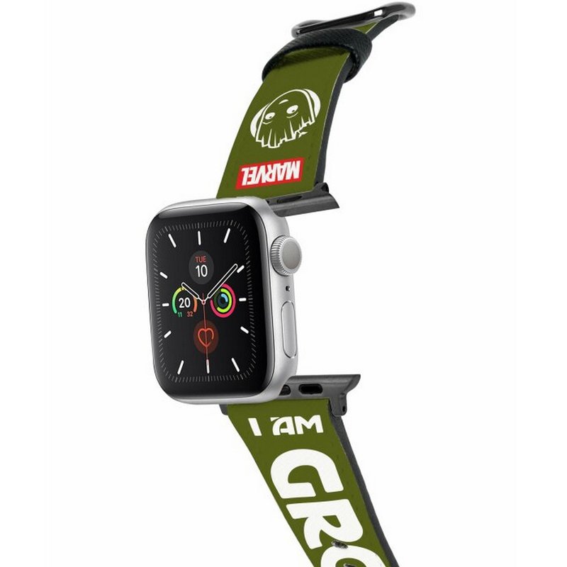 漫威 我是格魯特樹人十字壓紋牛皮革Apple Watch真皮錶帶1-8,SE - 錶帶 - 真皮 