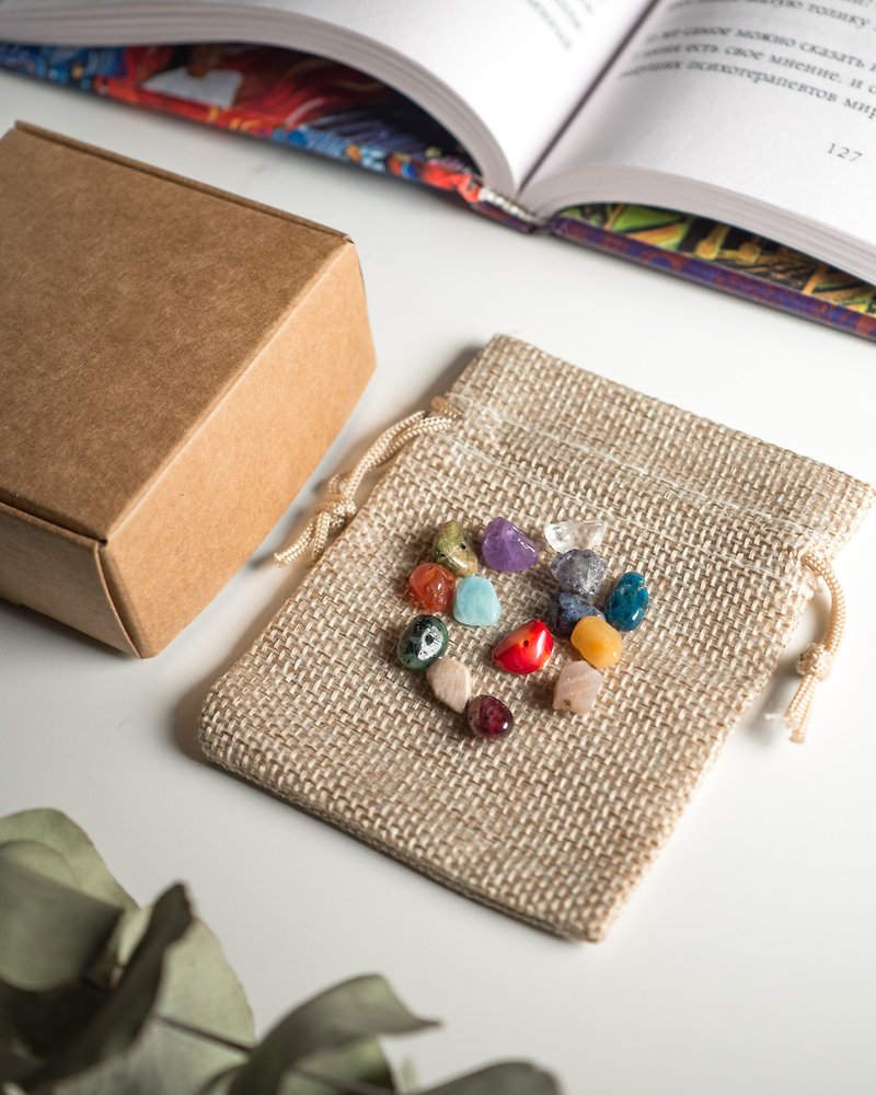 7 Chakra crystal set, gift to Mom, harmonizing gift, raw crystal gift box - 其他 - 寶石 多色