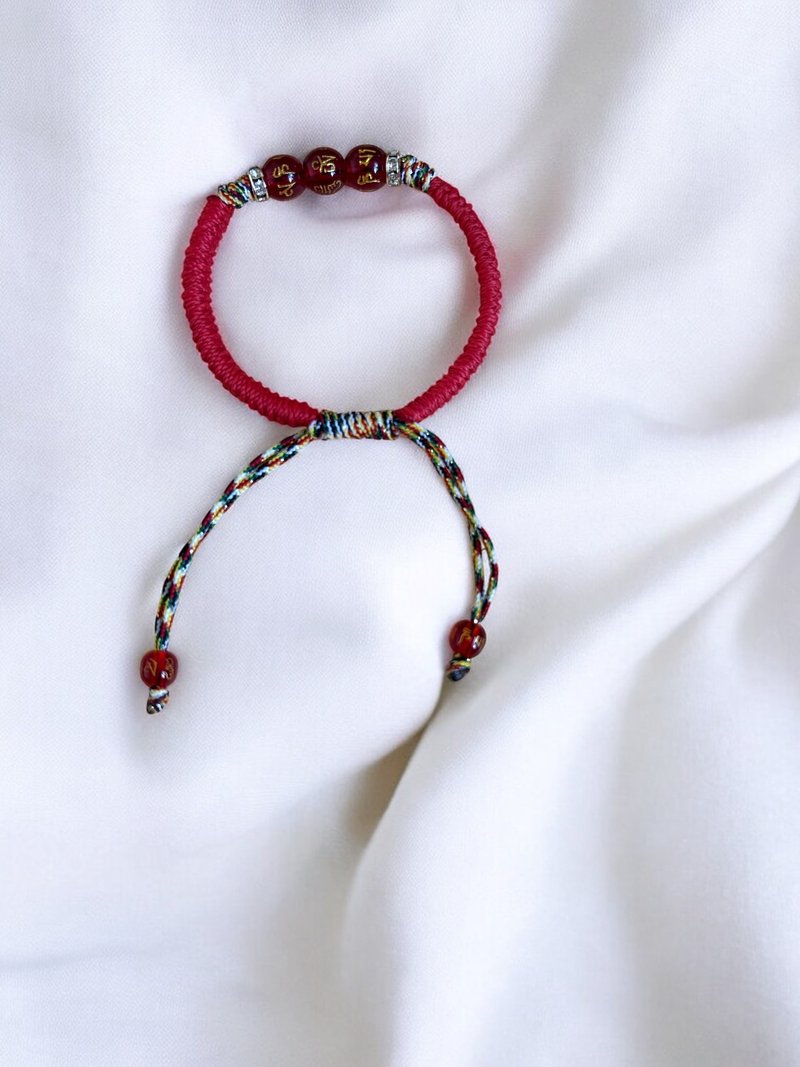 六字真言 五色能量 金剛結手環 紅 伸縮款 - 手鍊/手環 - 其他材質 紅色