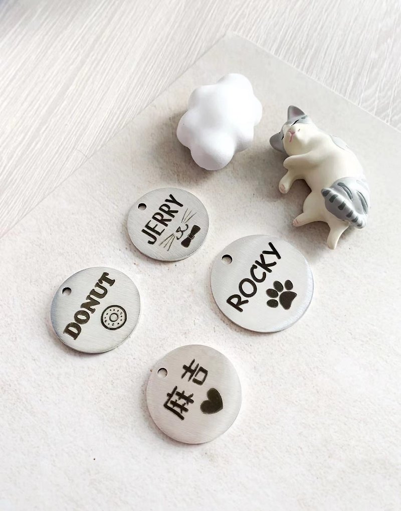 Customized Pet ID tag, Stainless steel Dog tag, Cat tag, personalized, engraving - ปลอกคอ - สแตนเลส หลากหลายสี