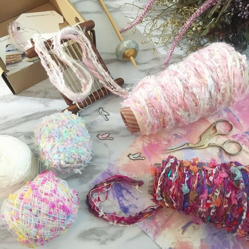 限量版櫻花系手紡線材禮合裝/手作素材/手工材料/手捻線/毛線 - 編織/刺繡/羊毛氈/縫紉 - 羊毛 粉紅色