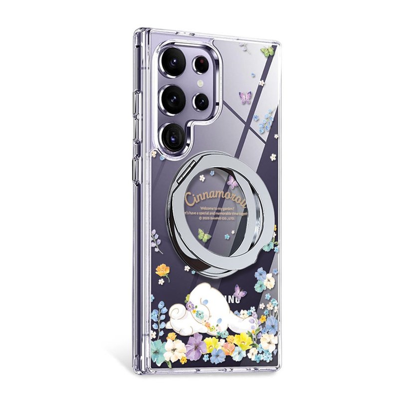 三麗鷗 Samsung S25/S24/A56 軍規360旋轉磁吸立架殼-午覺大耳狗 - 手機殼/手機套 - 其他材質 多色