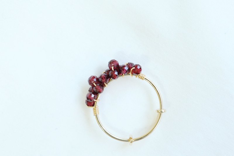 HappyCircle Red Garnet Ring │ Natural Red 14kgf Gift Adjustable Ring Christmas - General Rings - Semi-Precious Stones Red