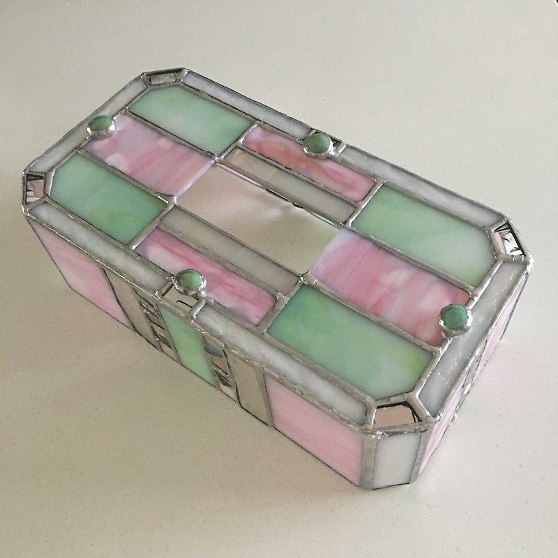 Tissue Box Case Muscat Green Pink Glass Bay View - Tissue Boxes - Glass Pink