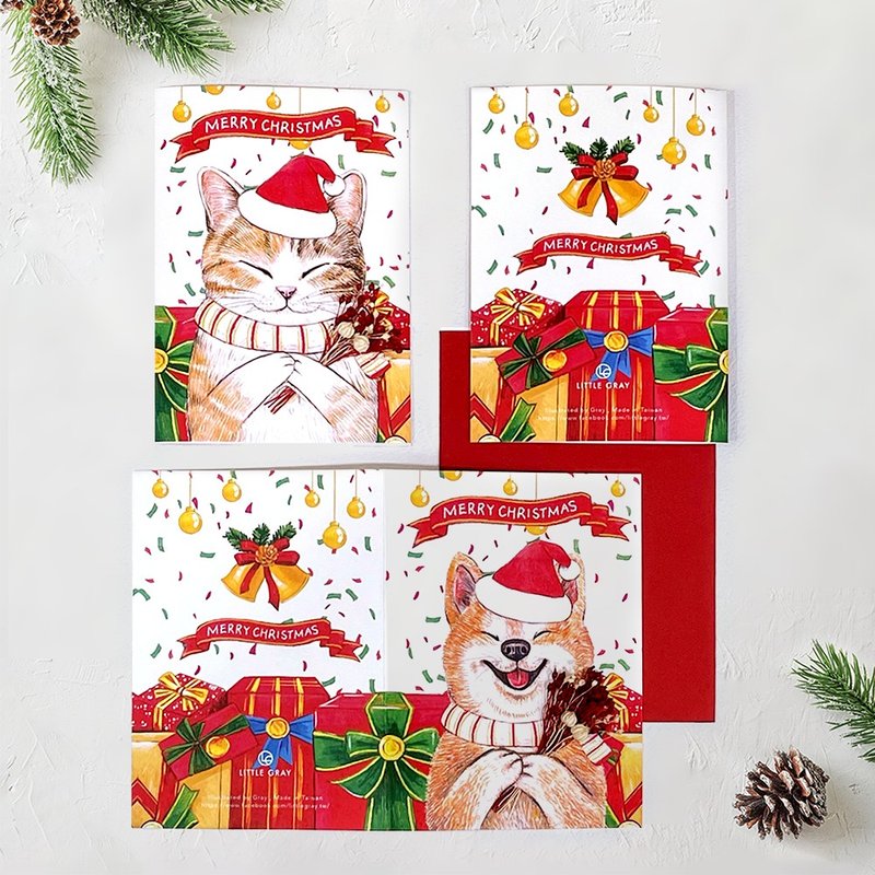 [Multiple options to choose from] Animal Christmas cards_warm hand-painted style/dried flowers/Christmas - Cards & Postcards - Paper Red