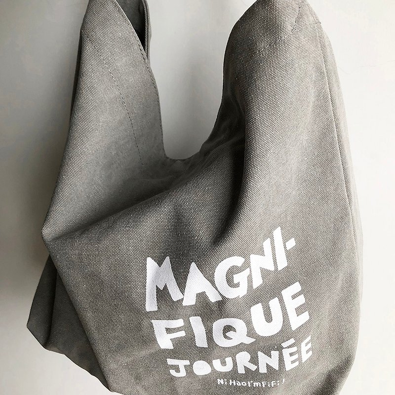 FiFi Wonderful Day Shoulder Bag - Washed Gray - Handbags & Totes - Cotton & Hemp Gray