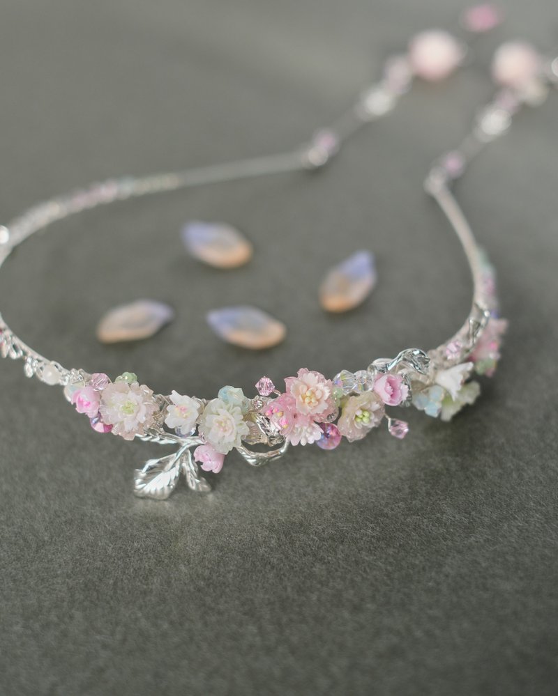 Hint from the Blossoms Pastel Gradation Headband with Detachable Pendants - เครื่องประดับผม - ดินเหนียว สึชมพู