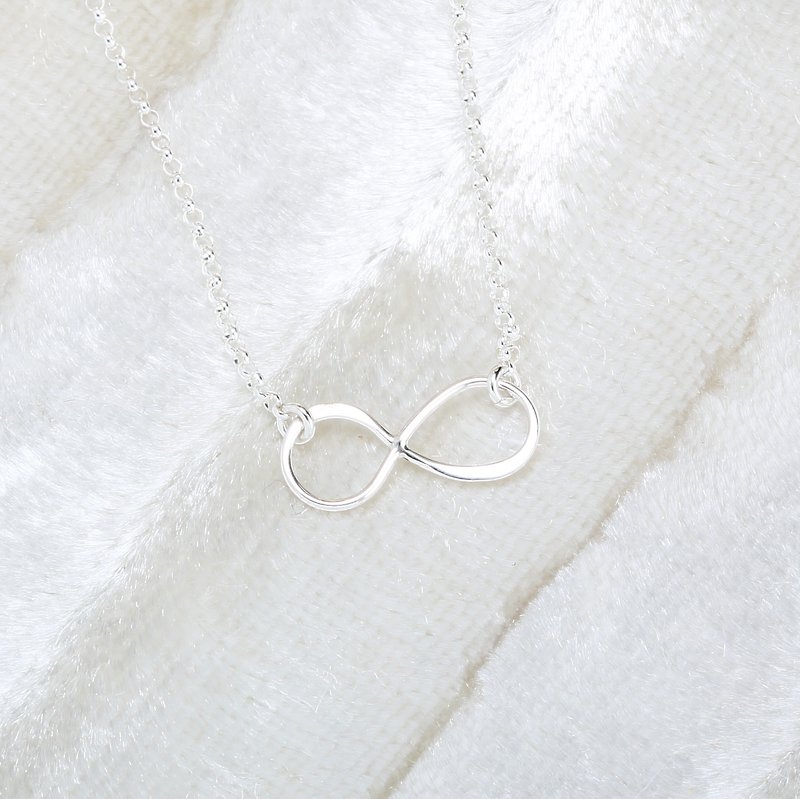 Love 愛 無限 Infinity s925 純銀 項鍊 生日 週年 情人節 禮物 - 鎖骨鍊 - 純銀 銀色