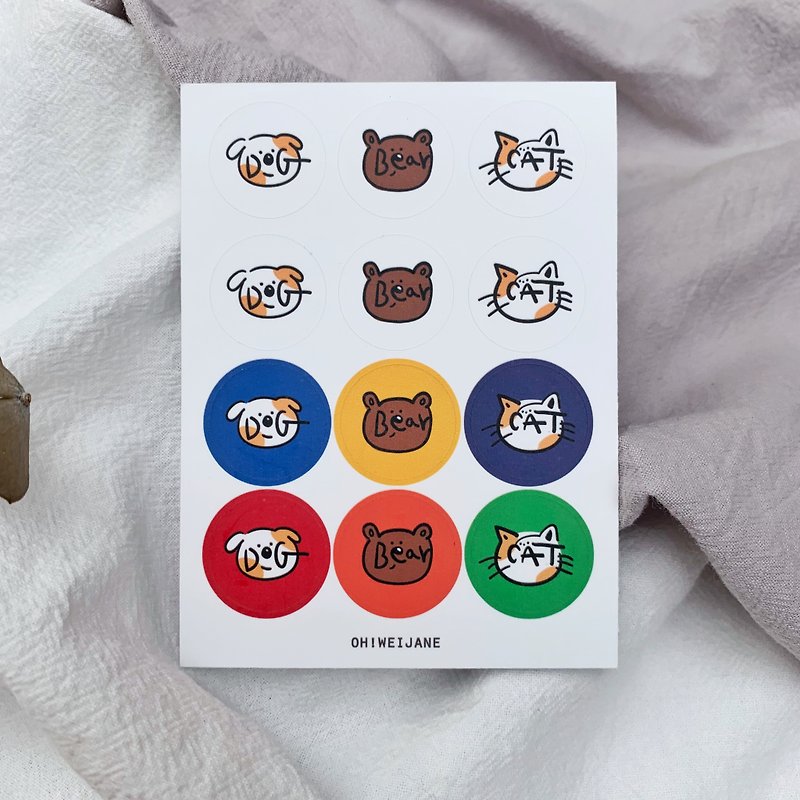 Cats, Dogs and Bears Friends || Stickers Notebook Stickers - Stickers - Paper White