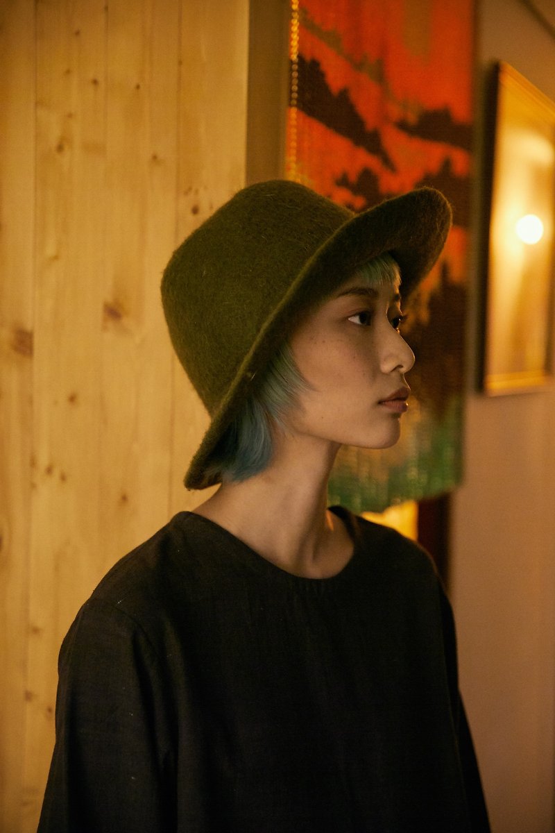 Green Formosa hat-fair trade - หมวก - ขนแกะ สีเขียว