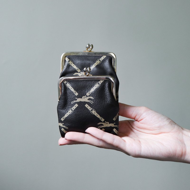 Vintage Longchamp Patterned Double Clasp Frame Purse - Coin Purses - Genuine Leather Multicolor