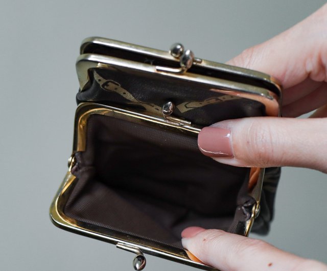 Dual Clasp Leather Coin Purse