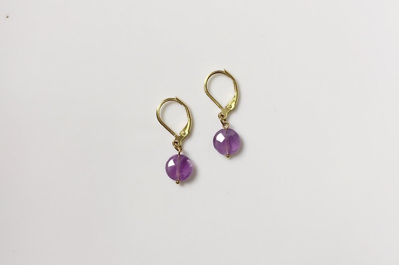 Purple fog crystal brass earrings - Earrings & Clip-ons - Gemstone Purple