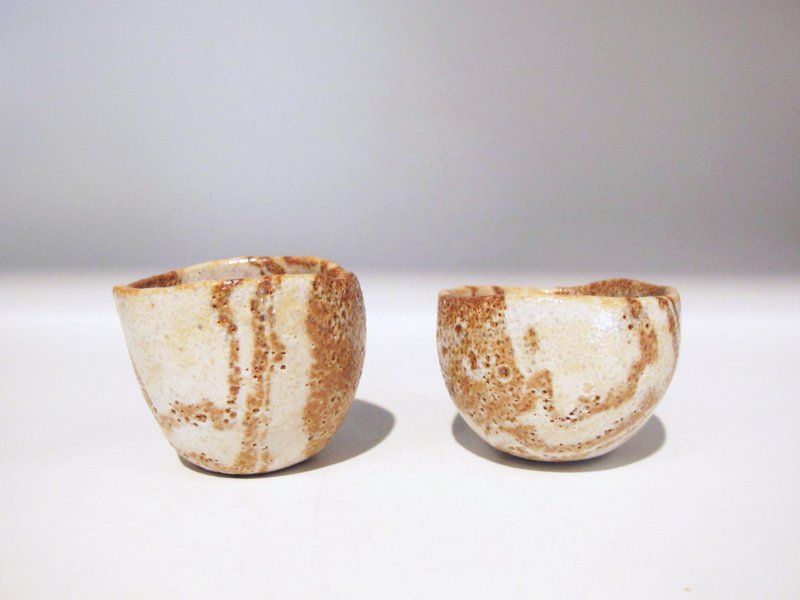 絞胎茶杯 - 茶壺/茶杯/茶具 - 陶 橘色