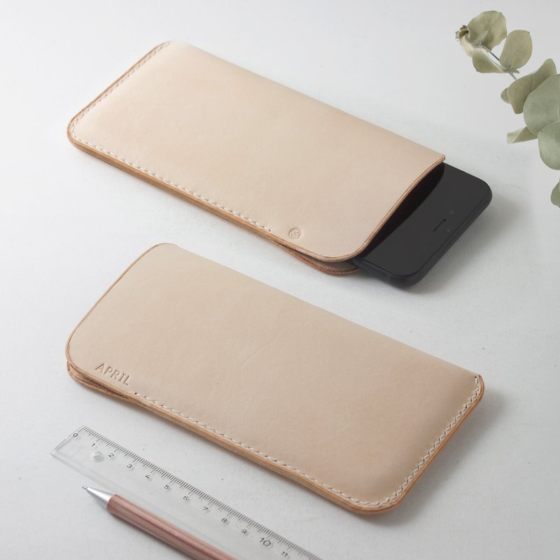 SEANCHY fully handmade genuine leather simple mobile phone case customized - เคส/ซองมือถือ - หนังแท้ สีนำ้ตาล