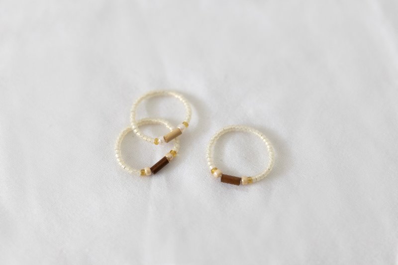 Handmade retro simple bamboo tube beaded ring - แหวนทั่วไป - ไม้ไผ่ 