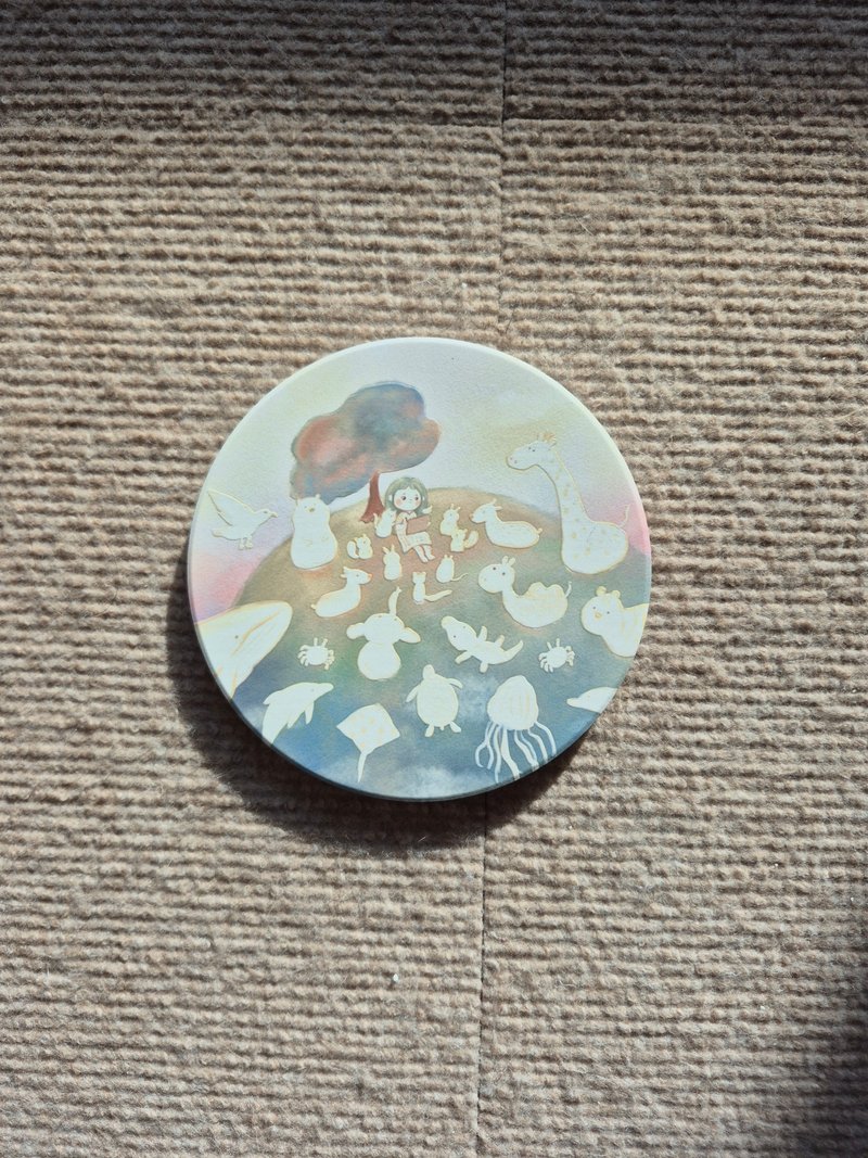 Embossed Ceramic Coaster - A Gathering with Animals - Coasters - Pottery 