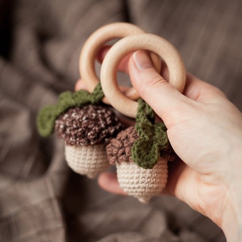 MaraBooHandmade Acorn Baby Rattle Toy Instruction Manual DIY - Digital Item PDF Crochet Pattern