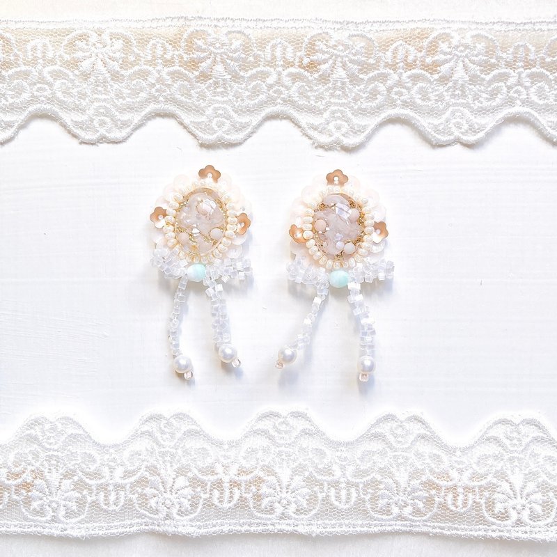 cloudy bijou earrings - Earrings & Clip-ons - Glass White