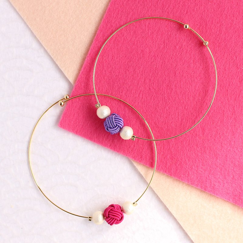 japanese style bracelet / mizuhiki / japan / accessory / circle / simple - Bracelets - Silk Pink