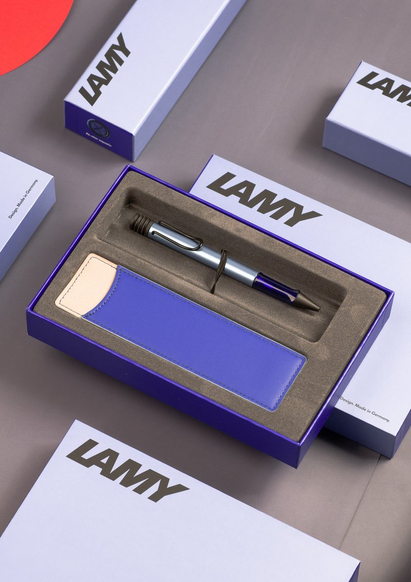 【雷雕刻字】LAMY 原子筆 限量單入筆套禮盒/AL star 2024-冰霜藍 - 原子筆/中性筆 - 鋁合金 藍色