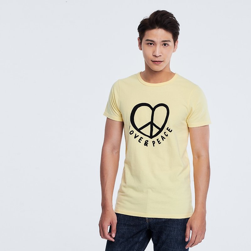 Love & Peace peach cotton T-shirt Man - Men's T-Shirts & Tops - Cotton & Hemp Yellow