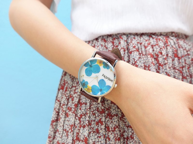 FH Flora Watch - นาฬิกาผู้หญิง - พืช/ดอกไม้ สีน้ำเงิน