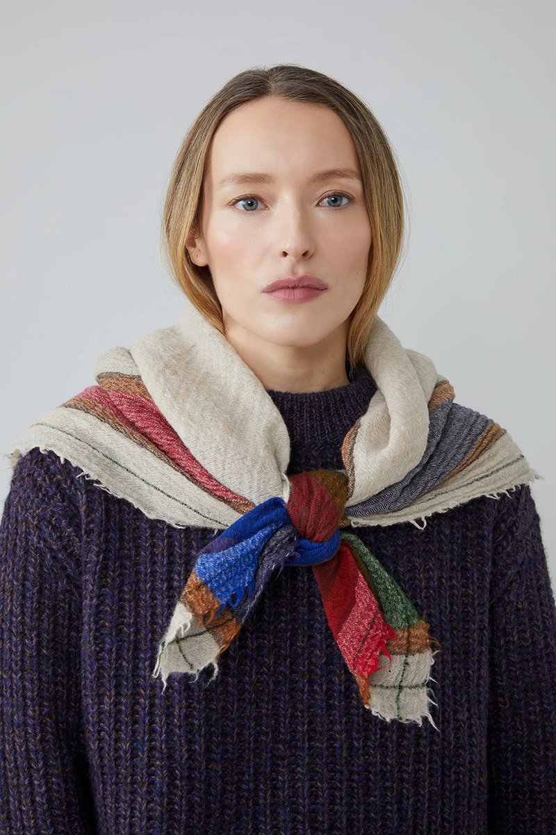 687 羊絨方巾90 - 米色 - 圍巾/披肩 - 羊毛 