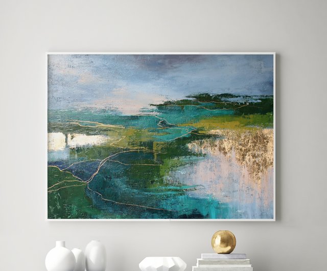 風景抽象画 | 抽象風景画 | 緑の抽象画 | 北2 - ショップ Matis
