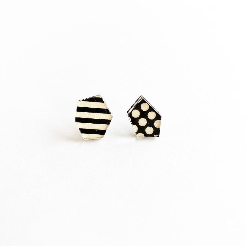 Kakera Earrings - Earrings & Clip-ons - Wood Black