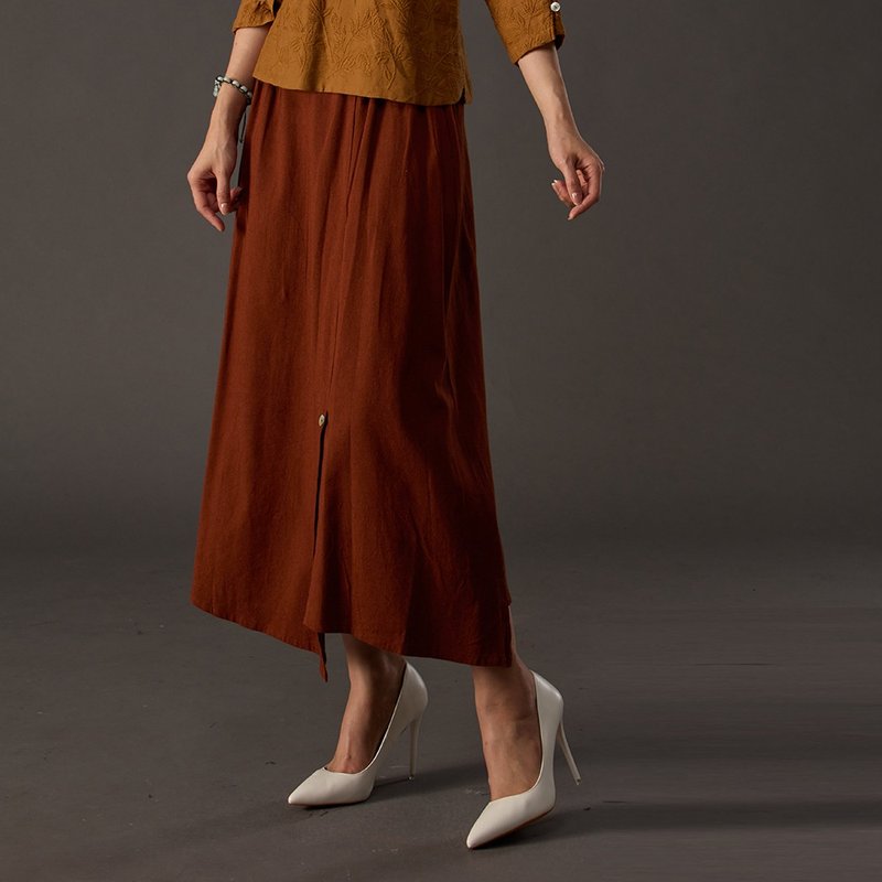 Classic beauty linen angled skirt【18121】 - Skirts - Cotton & Hemp 