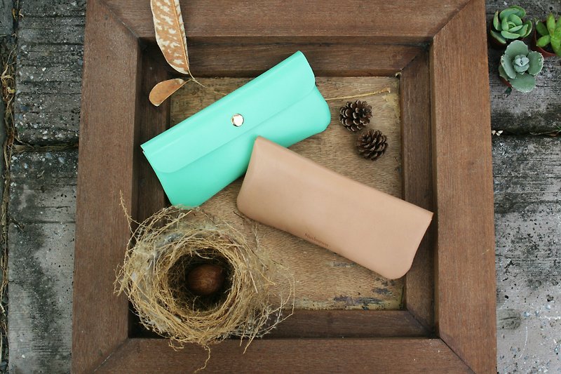 ▎Nutbrown栗色設計 ▎手工真皮-鉛筆盒 筆袋-湖水綠 - 鉛筆盒/筆袋 - 真皮 綠色