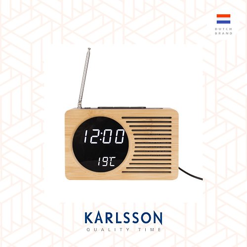 Ur Lifestyle 荷蘭Karlsson, Alarm clock Retro Radio bamboo多功能收音機鬧鐘