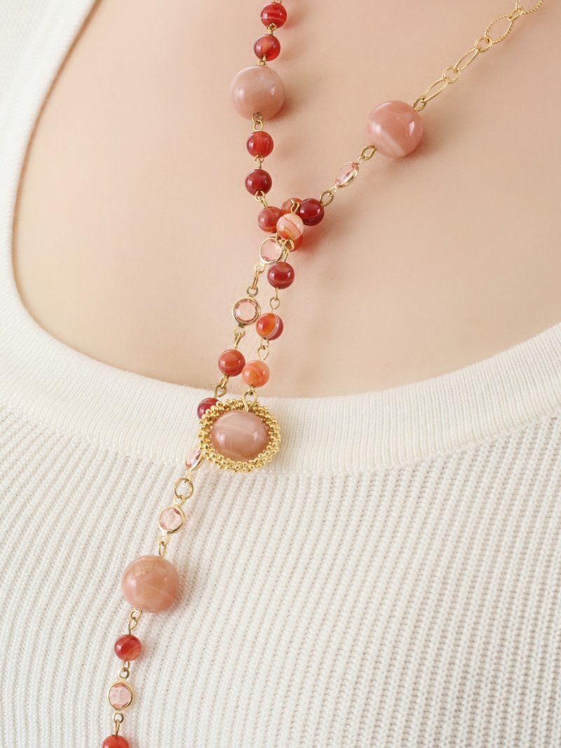 Goddess Athena~Morning Series Red Onyx Stone Necklace~Customized Gift Recommendation - Necklaces - Jade Red