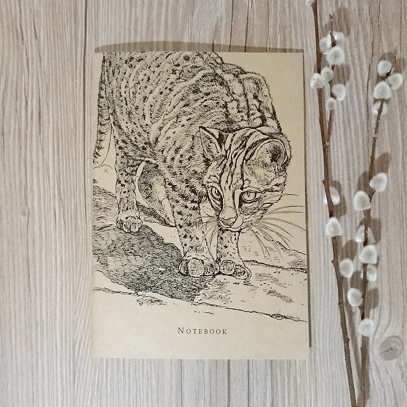 Stone Tiger - animal line painted notebook - สมุดบันทึก/สมุดปฏิทิน - กระดาษ สีกากี