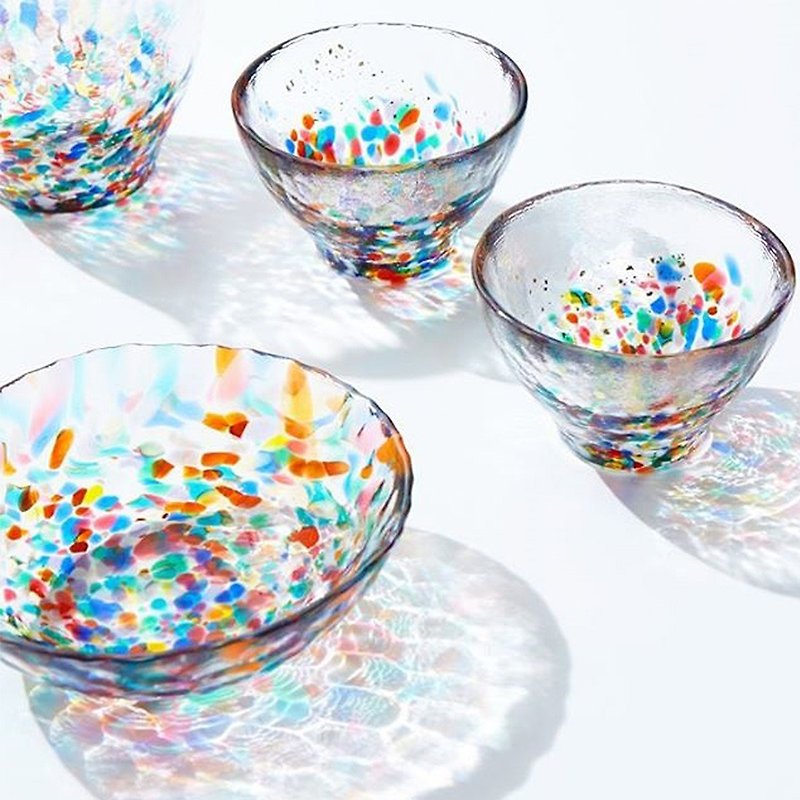 Japan Tsugaru Handmade Colorful Nebuta Shallow Bowl / Small Bowl / Large Bowl - Small Plates & Saucers - Glass Transparent