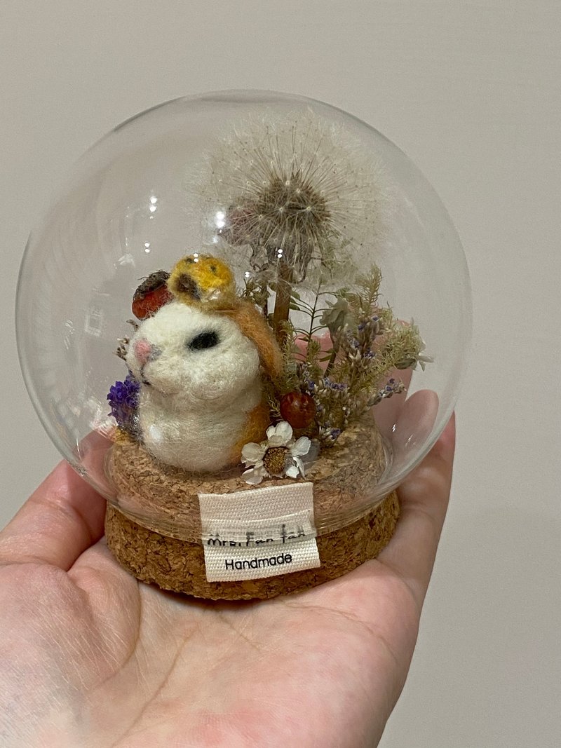 中秋玉兔 蒲公英玻璃鐘罩 - 擺飾/家飾品 - 羊毛 銀色