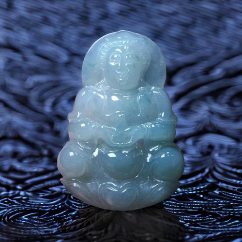 瓔珞翡翠 冰種飄綠翡翠精雕觀音菩薩 | 天然緬甸玉翡翠A貨 | 送禮