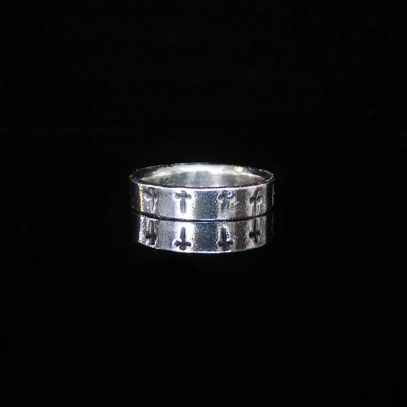 Series of Love and Peace - Cross Faith] handmade Silver ring. Memorial ring. Lovers' Ring - Couples' Rings - Other Metals Silver