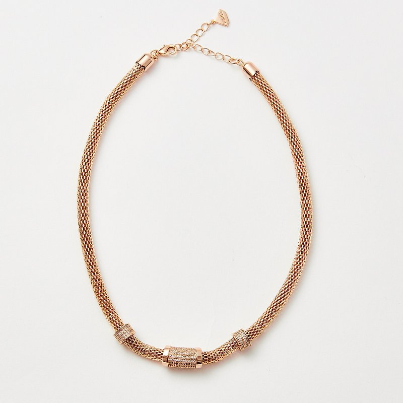 PLAIT dazzling diamond round chain (3 colors in total) - Necklaces - Copper & Brass 