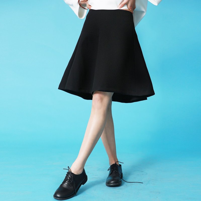 陳庭妮2016春新レトロパッケージヒップスリム単語薄い黒いスカートだったワードスカートスカート - スカート - その他の素材 ブラック