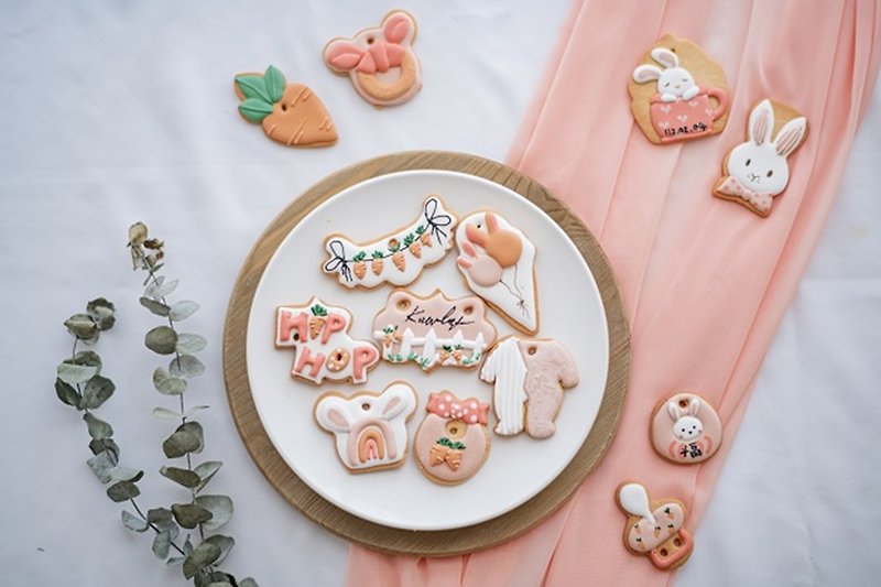 Baby bunny salivary biscuits icing sugar biscuits - Handmade Cookies - Fresh Ingredients Pink