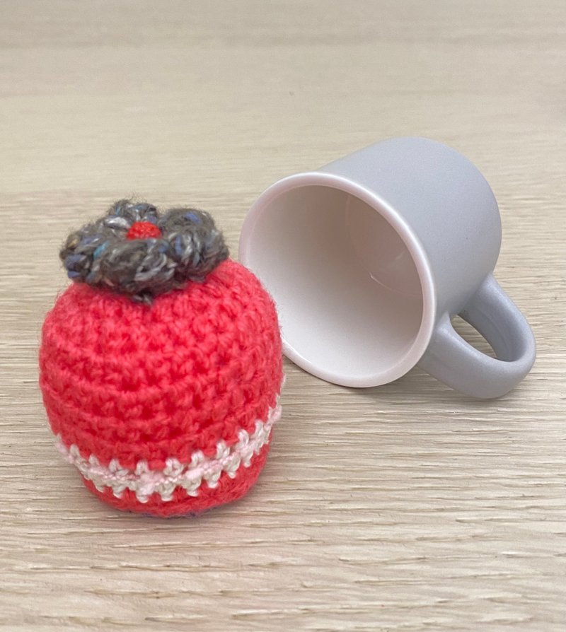 Berry Dessert Needle Knitted Handmade/With Coffee Cup - Items for Display - Other Materials Red