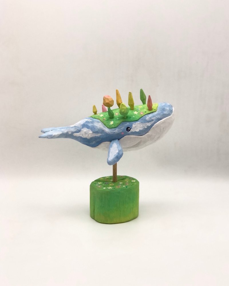 Blue sky garden whale - 擺飾/家飾品 - 木頭 