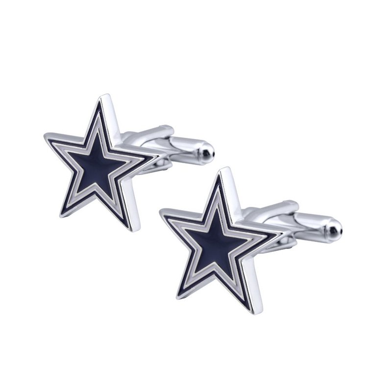 Blue and White Color Five-Pointed Star Cufflinks KC10076 ** Free Gift ** - Cuff Links - Other Metals Blue