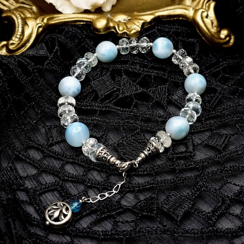 Bracelet Lalima sea Stone aquamarine Stone 925 silver Gemstone jewelry - สร้อยข้อมือ - เครื่องเพชรพลอย 