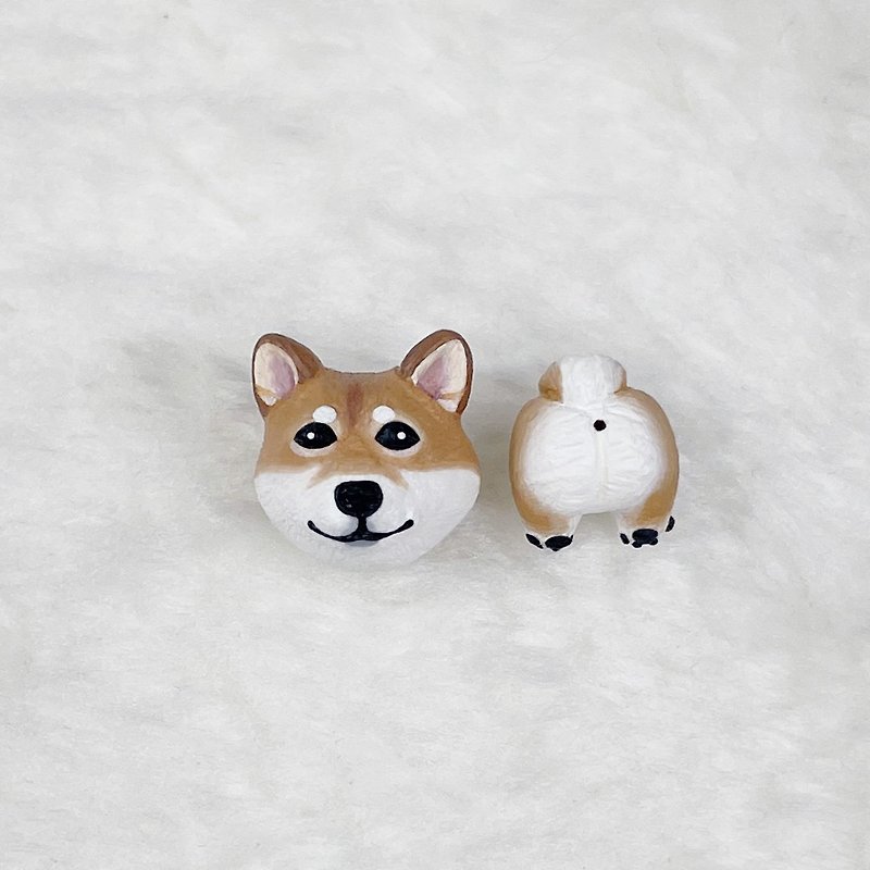 Shiba Inu Head/Ass - Style 2.0 - Earrings/ Clip-On/Collar Pins/Mask Magnetic Buckles/Necklaces/Rings - Earrings & Clip-ons - Other Materials 