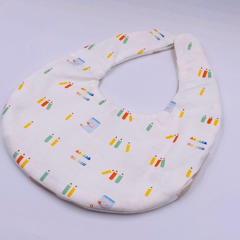 Stationery factory bib double yarn saliva towel full moon gift - ผ้ากันเปื้อน - ผ้าฝ้าย/ผ้าลินิน ขาว